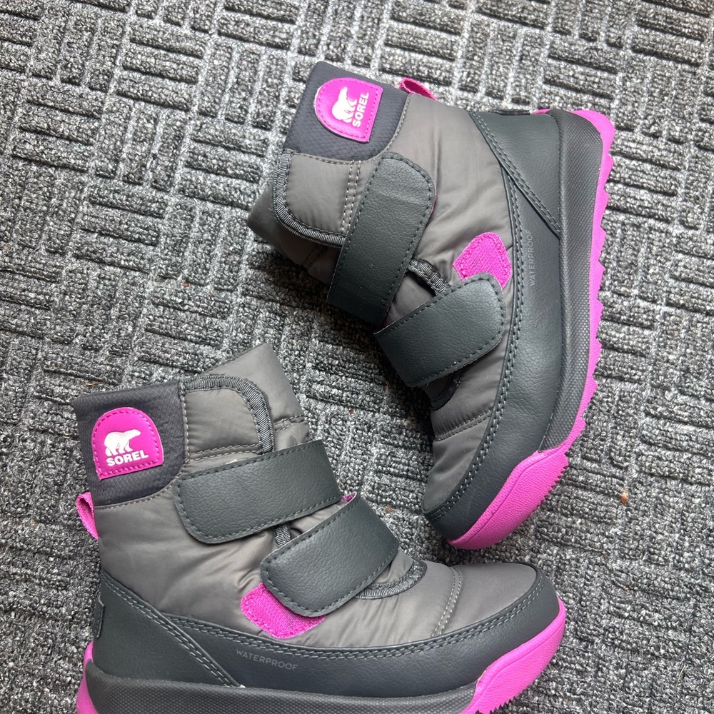 Sorel Gray and Pink Rain & Snow Boots with Waterproof Design